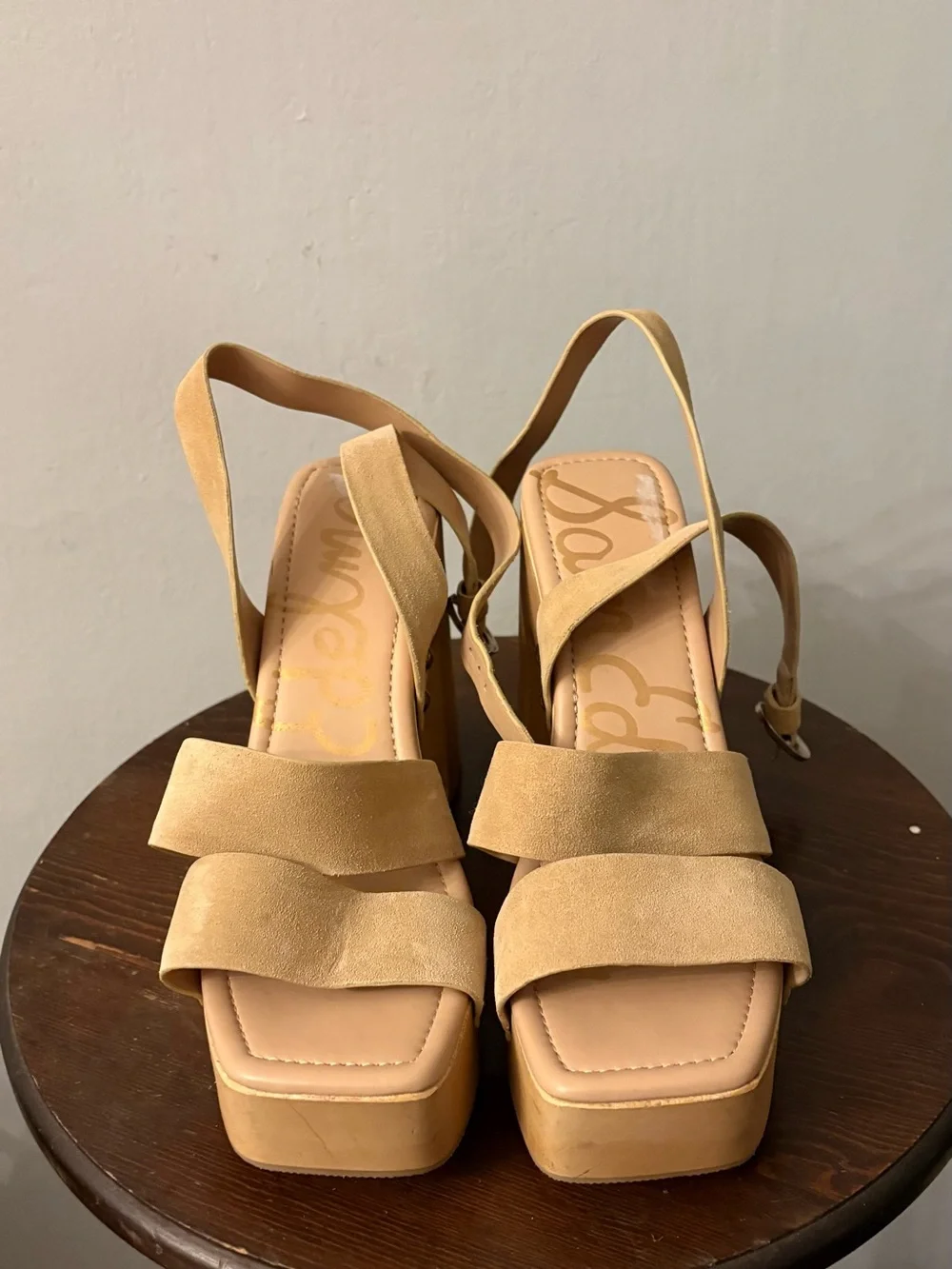 Sam Edelman Beige Suede Platform Sandals